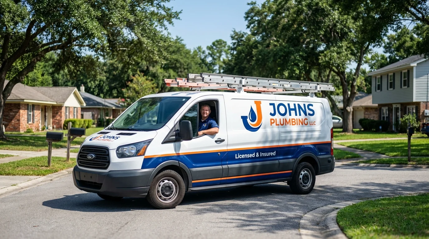Johns Plumbing LLC service van in Beaufort, NC