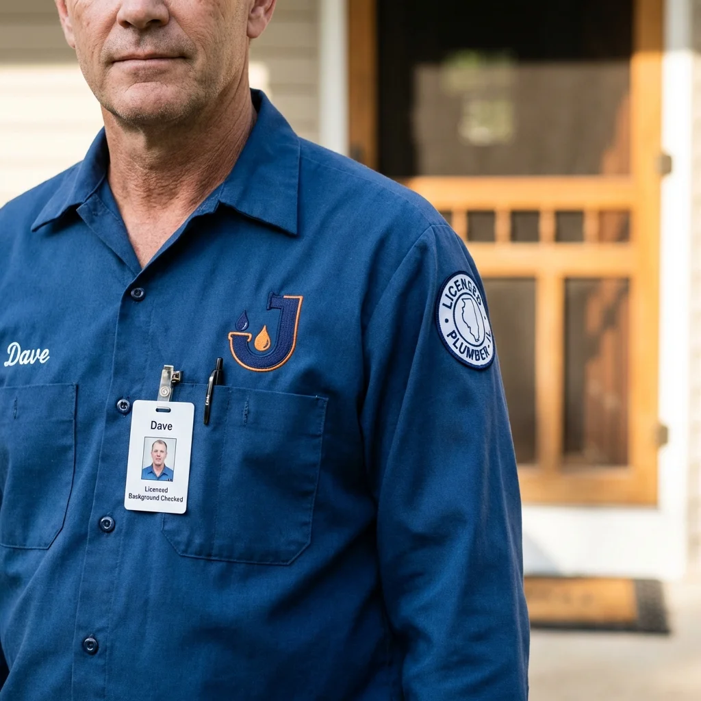 Licensed plumber showing ID badge in Beaufort, NC