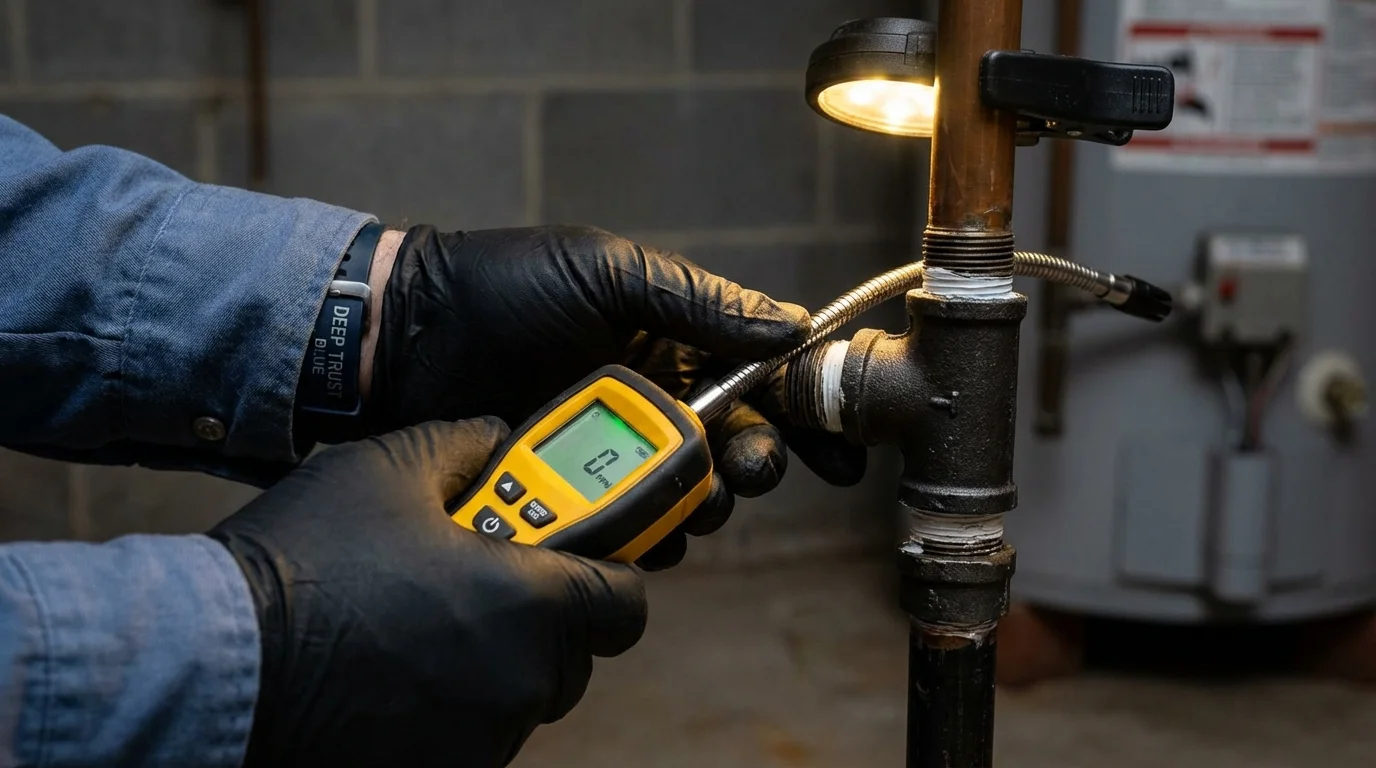Gas leak detection with electronic sniffer by Johns Plumbing LLC in Beaufort