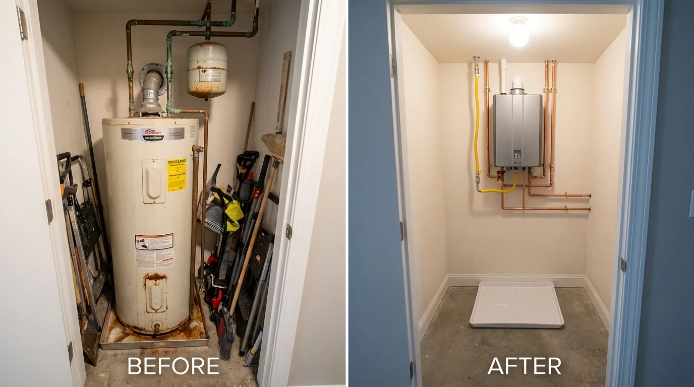Tank water heater versus wall-mounted tankless unit comparison for Beaufort, NC homeowners